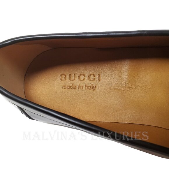GUCCI SHOES MENS INTERLOCKING G LOGO PLAQUE LEATHER LOAFERS 9 /US 9.5 - Picture 8 of 16